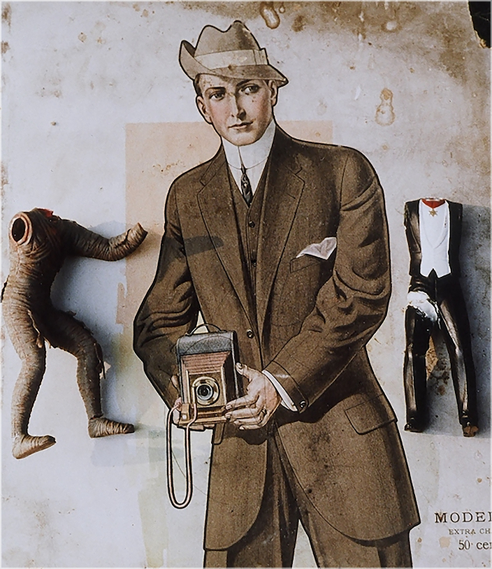 Vintage illustration of a man with camera.